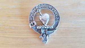 Scottish Clan Crest Badge Hoc Majorum Virtus Pin, Made In Scotland 