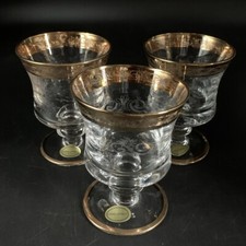 Muranoglas Schnapsgläser; Murano Medici; Goldrand Ätzgravur Dekoration;