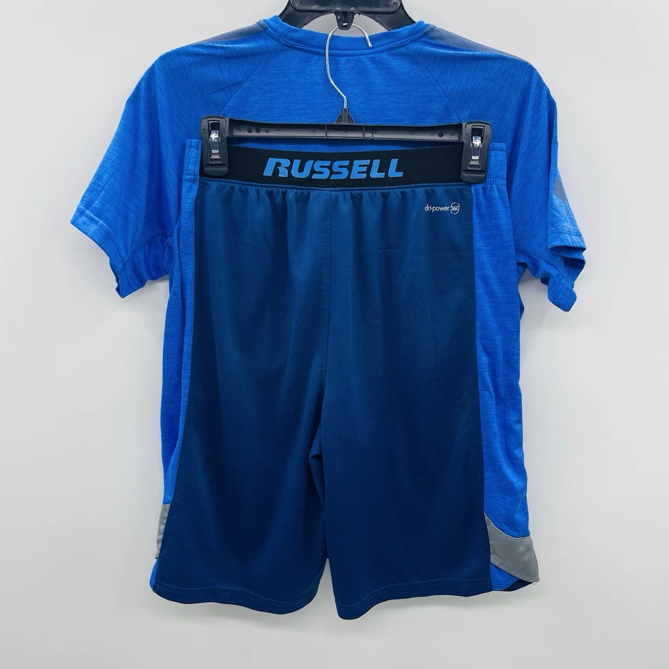 Russell Athletic Jóvenes Niños XL 14/16 2 Piezas Dri-Power Conjunto Camisa y Pantalones Cortos Azul Foto 4 de 4