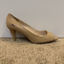 Prada Nude Stiletto Heels Size 38.5 Womens 8 Peekaboo Toe Dress Preppy Luxury