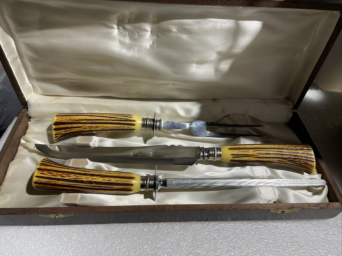英国latham & owen sheffield englandナイフ 6本 Latham & Owen Ltd. Excalibur Sheffield England Stag Carving