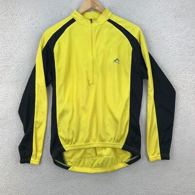 More Mile Polyester Gelb Langarm Design Sport Sweatshirt Herren Größe M