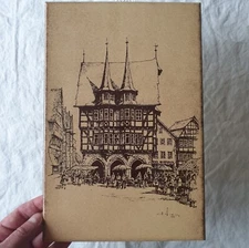 Old German Porcelain Ceramic Tile Wall Plaque Alsfeld City Hall Gothic Cathedral