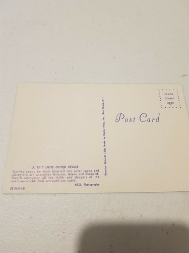 Vintage Men In Space Post Card Unused Grissom Glenn Shepard Divided in Back - Picture 2 of 2