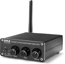 Pyle PDA22BT Desktop Bluetooth Audio Amplifier - Compact Mini Blue Series Stereo