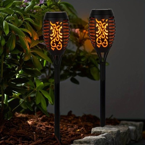 3 Solar LED Flammen Garten Flackern Leuchten Fackel Leuchte Außen Lampe Pfahl Effekt - Bild 7 von 8