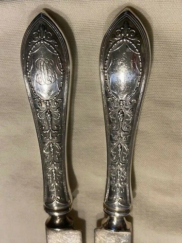 Set 6 Gorham Whiting Adam Sterling Silver 10" Dinner Knives Knife Blunt