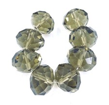 8 Large Light Smoky Glass Crystal Faceted Rondelle Beads 17x13mm