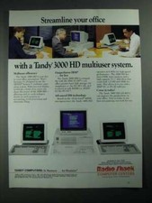 1987 Radio Shack Tandy 3000 HD Multiuser system computer Ad - Streamline Office