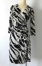 New York & Company Dress Faux Wrap 3/4 Sleeve Jersey Tie Waist Size XS