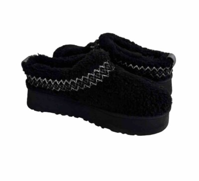 UGG WOMEN TAZZ UGG BRAID BLACK SUEDE PLATFORM SHOES US 8 / EU 39