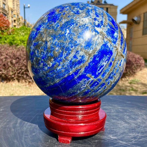 20.08LB Natural Lapis lazuli Sphere Quartz Crystal Ball Reiki healing+base - 第 14/17 張圖片