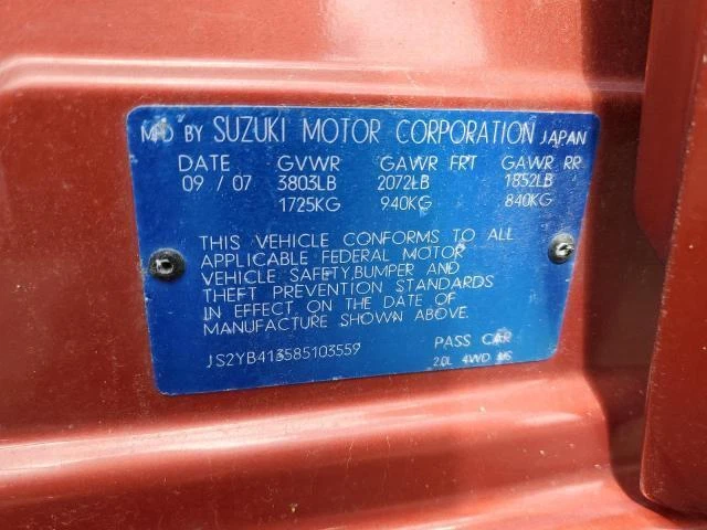 2008 Suzuki SX4 Speedometer Gauge Cluster OEM Orange 101K Miles NJ25-K09634 - Image 3 of 4