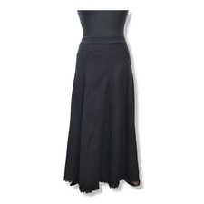 Cotton Traders A-line Dark Brown Maxi Flippy Linen Fringe Hem Skirt UK 12 EU 40