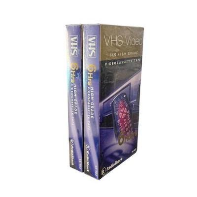 Lot of 2 RadioShack T-120 High Grade VHS Tapes 6 Hour Recording Time Retro NEW