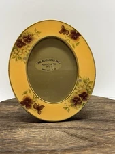 Vtg The Bucklers Fifth Ave NY Enamel Floral Picture Frame Oval Swivel Back USA