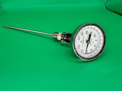Tel-Tru Thermometer 3'' Face Every Angle 0-100°F 12'' Stem  (MINT Shape) M3