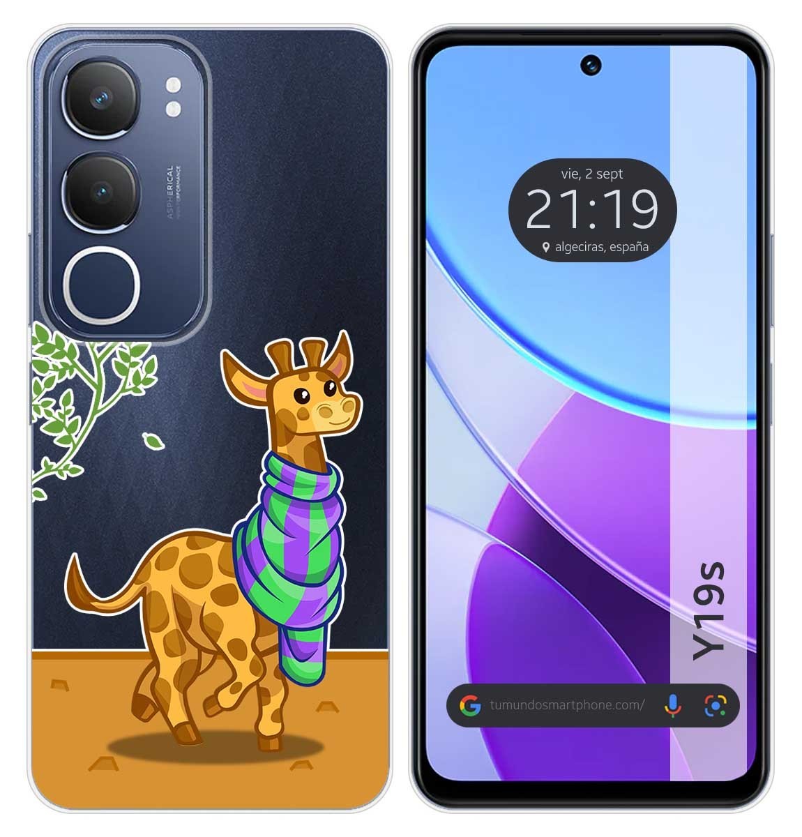 Custodia In Silicone Trasparente Per Vivo Y19S Design Giraffa Disegni