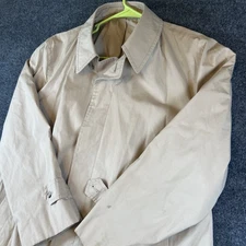 Mens Vintage London Fog Maincoats Trench Coat, Colored Cloth 44R Tan/Khaki READ