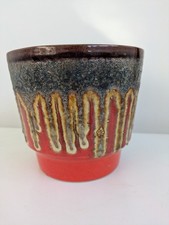 Vintage Mid Century West German Style Red Fat Larva Plant Pot
