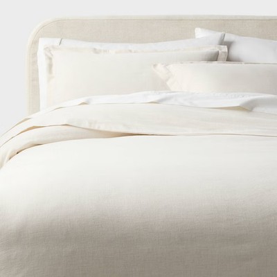 King Casual Textured Cotton Duvet Cover and Sham Set Ivory - Threshold