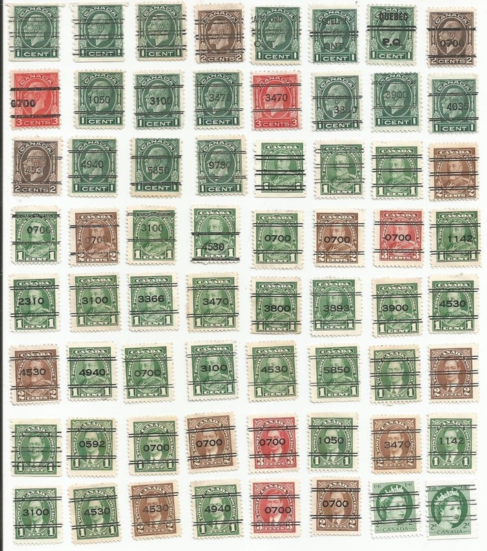 COOL CANADA PRECANCEL PRE-CANCEL STAMP COLLECTION LOT W/ A FEW COILS