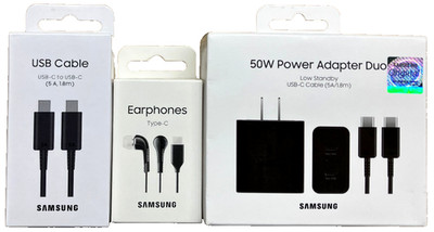 Samsung Accessory Combo - 50W Duo Charger, USB-C Earphones, 2x USB-C Cables