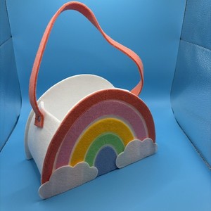 Target Spritz Felt Rainbow Easter Basket w/ Handle Clouds Kids Decor