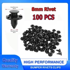 100pcs Bumper Clips 8mm Plastic Rivet Fastener Mud Flaps Fender Push for NISSAN