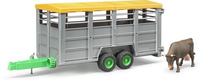bruder 02227 Viehtransportanhänger mit Rind