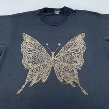 Vintage Butterfly Art Shirt Mens XL Monarch Screen Stars Best Nature USA 90s