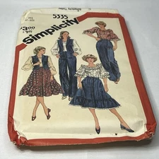 1970s Vintage Simplicity 5335 Sewing Pattern Pullover Blouse Skirt Pants Vest