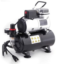 Upgraded Airbrush Single-Piston Oil-free Mini Compressor ABPST08 with Cooling...