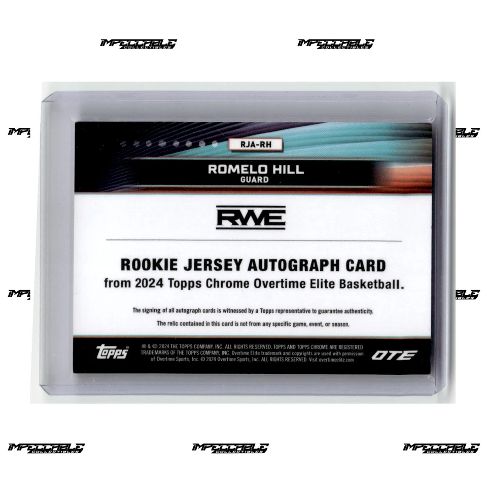2023-24 Topps Chrome OTE - Red #RJA-RH Romelo Hill Rookie Patch Auto /5 RPA - Image 2 of 2