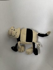 Jellycat Black and White Striped Dingly Dangly Cat - J171 - Rare Vintage Retired