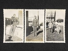 WW2 Army Soldier Man With Children 1942 Military 3 Antique Snapshot Photo Lot