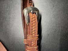 Nocona Western Leather Weave Belt Brown Size 32, Silvertone Buckle