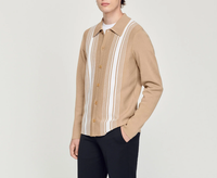 Sandro Strickjacke Beige Gr. L Herren Gestreift Wollmischung Cardigan SHPTR00388