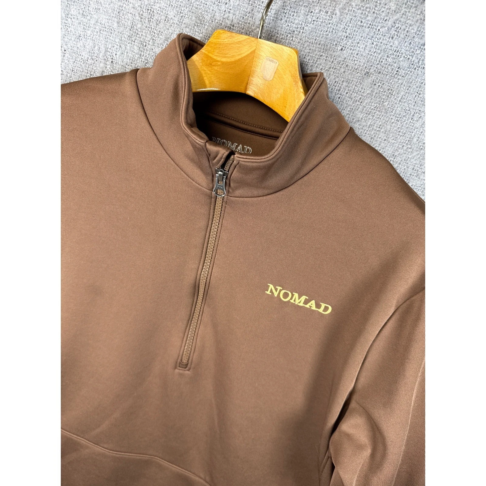 NOMAD Quarter Zip Pullover Long Sleeve Brown Performance Top Mens Size L Camping