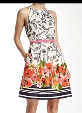 Eliza J Border Print Fit & Flare Dress  Sz 10  $158