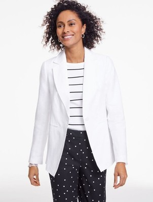 Classic Linen Single Button Blazer at Talbots, NWT $189, WHITE, all size