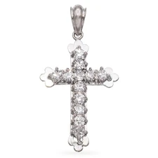 Vintage White Gold Diamond Cross Pendant