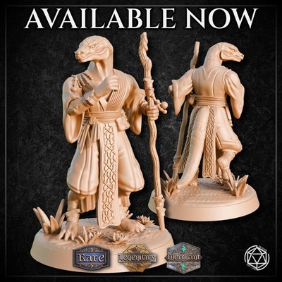Lizardfolk Monk - 28mm or 32mm Resin Miniature | D&D 3D Printed Figure