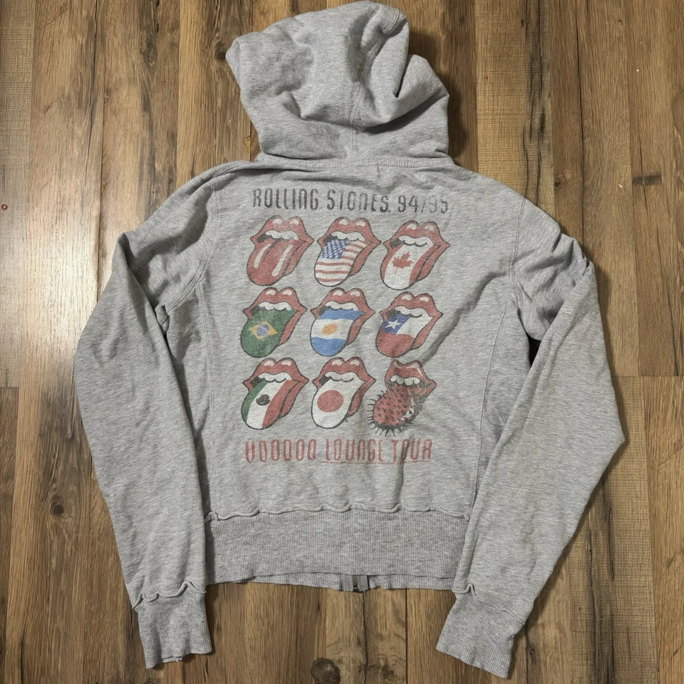 Comida Chatarra Rolling Stones Gris Brezo Estilo Vintage Años 90 Banda Calce Ajustado Cremallera Foto 4 de 4