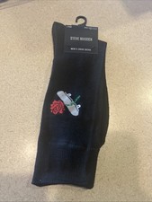 Steve Madden Men  s Crew Socks Black Rose  Skateboard Design Shoe Size 6  12.5 