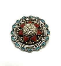 Southwestern Silver Tone Belt Buckle Faux Turquoise