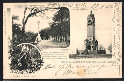 AK Berlin-Grunewald, Schildhorn, Schmidts Wirtshaus, Jatzko im Dankgebet, Säule 