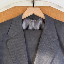 Montefino Suit Mens 42L Gray Checkered 3 Button Super 120s Wool Pants 34x30