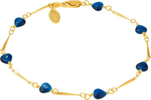 Authentic Womens Gold Anklet Blue Hearts Ankle Bracelet for Girls and Teen 24K Gold Plated