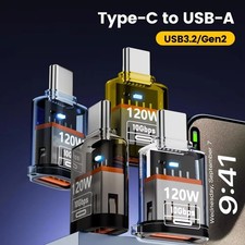 USB 3.2 Type C Adapter 120W Fast Charging OTG 10Gbps Data Audio Converter for PC